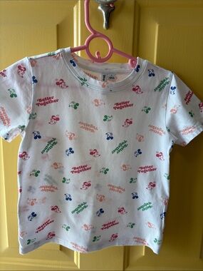 Janie and Jack Disney White Tee with Multicolor Mickey MousePrint Size 6 EUC